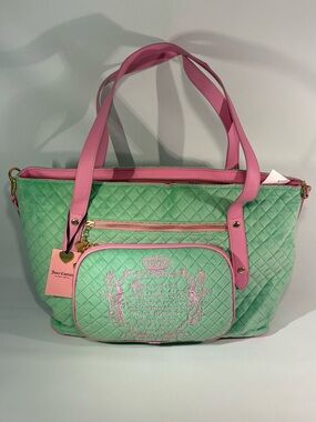 BRAND NEW JUICY COUTURE TALE WEEKENDER BAG RETRO GREEN TOTE BAG PURSE Y2K PASTEL